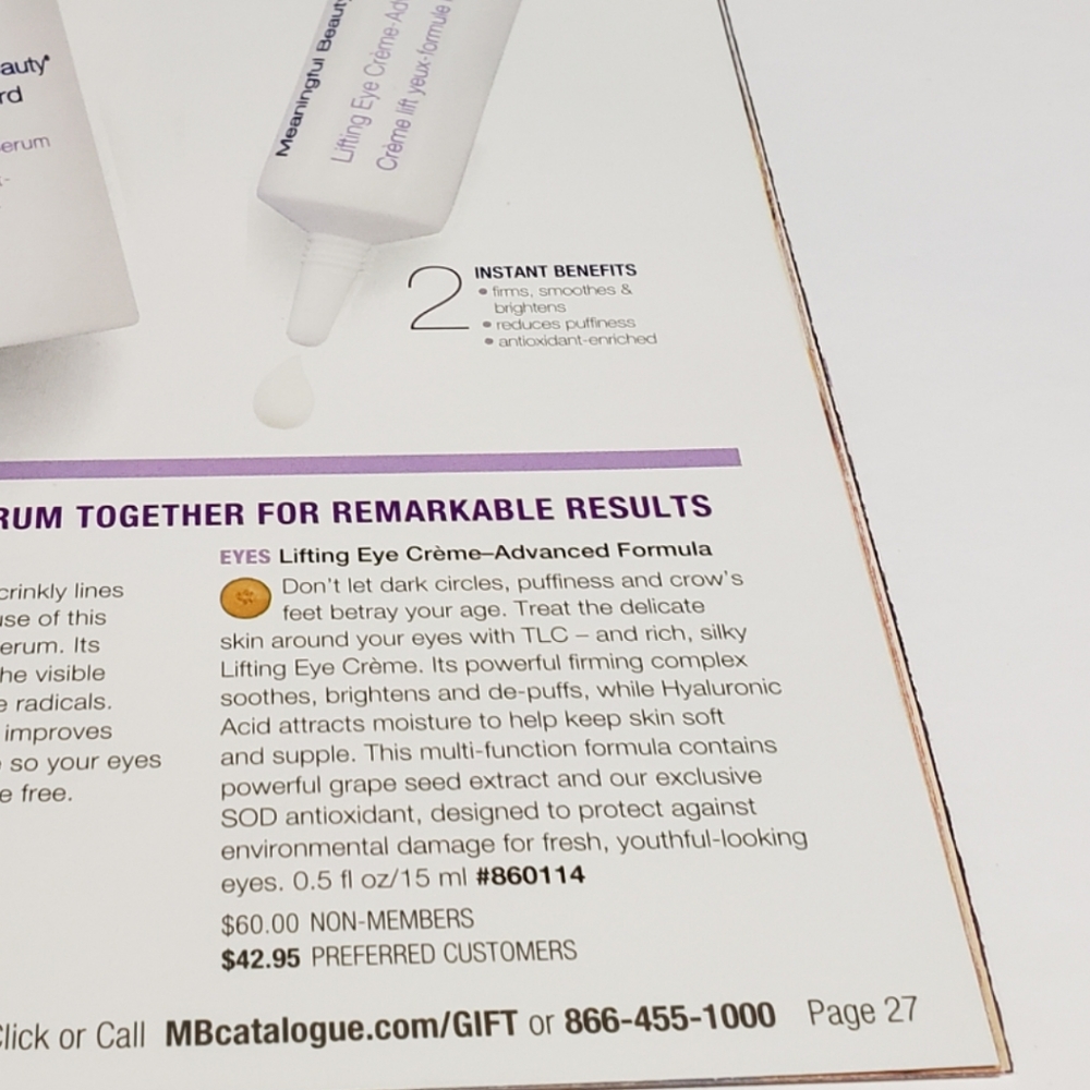 LIFTING EYE CREAM, .5 fl oz, By Meaningful Beauty